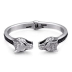 Wolf Skull Head Open Bangles for Men Stainless Steel Mens Bracelets Jewellery Friendship Leather Cuff Bracelets For Man