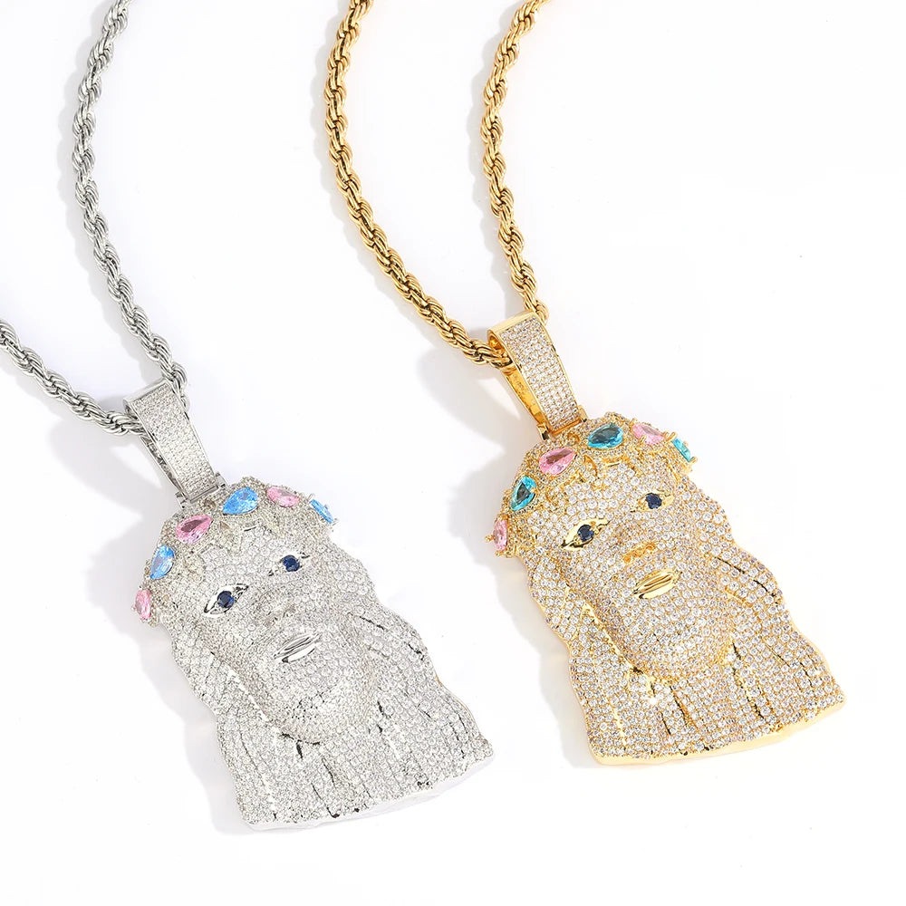 Rose Gold Jesus Head Pendant Iced Out