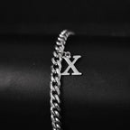 A-Z Initial Letter Cuban Chain Bracelet — Stainless Steel