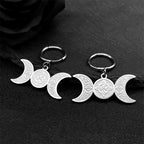 Celtic Steel Earrings Wicca Triple Moon Crescent