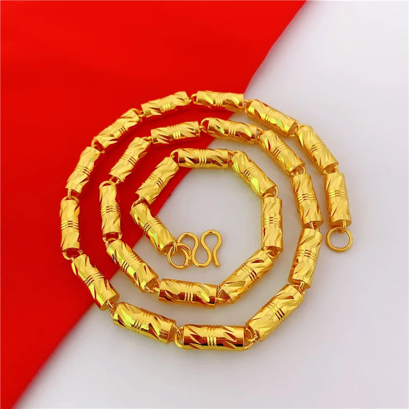 Luxury 9999 24K real gold men's necklace fortune chain domineering sweater chain fashion accessories jewelry