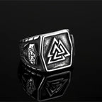 Vintage Viking Rings for Men Stainless Steel Nordic Warrior Shield Viking Rune Ring Fashion Amulet Jewelry Gift