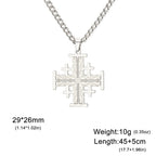 Jerusalem Crusader Cross Necklace — Five-Fold, Stainless Steel
