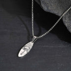 Coconut Tree Oval Pendant Necklace — Stainless Steel