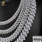 925 Silver Cuban Chain Necklace Iced Out 10-20MM