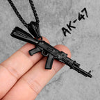 Gun Series AK47 M16 Sniper Rifle Stainless Steel Jewelry Men Necklaces with Pendant For Male Women Punk Hip Hop Gifts Wholesale