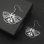 Butterfly Silver Earrings Gothic Crescent Moon