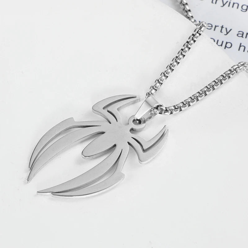 Silver Spider Pendant Necklace Box Chain