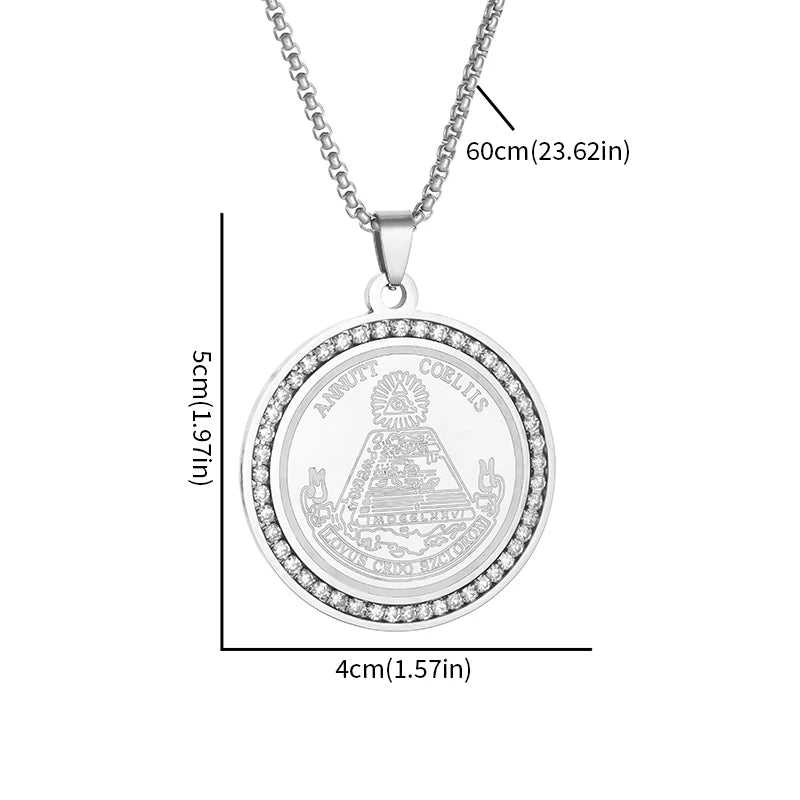 Pyramid Eye of God Pendant Necklace — Zircon, Stainless Steel