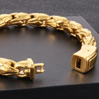 10MM Width Sunflower Seeds Style Chain Man Bracelet for Men Gold Color Polished Stainless Steel Male Bracelets Wrist