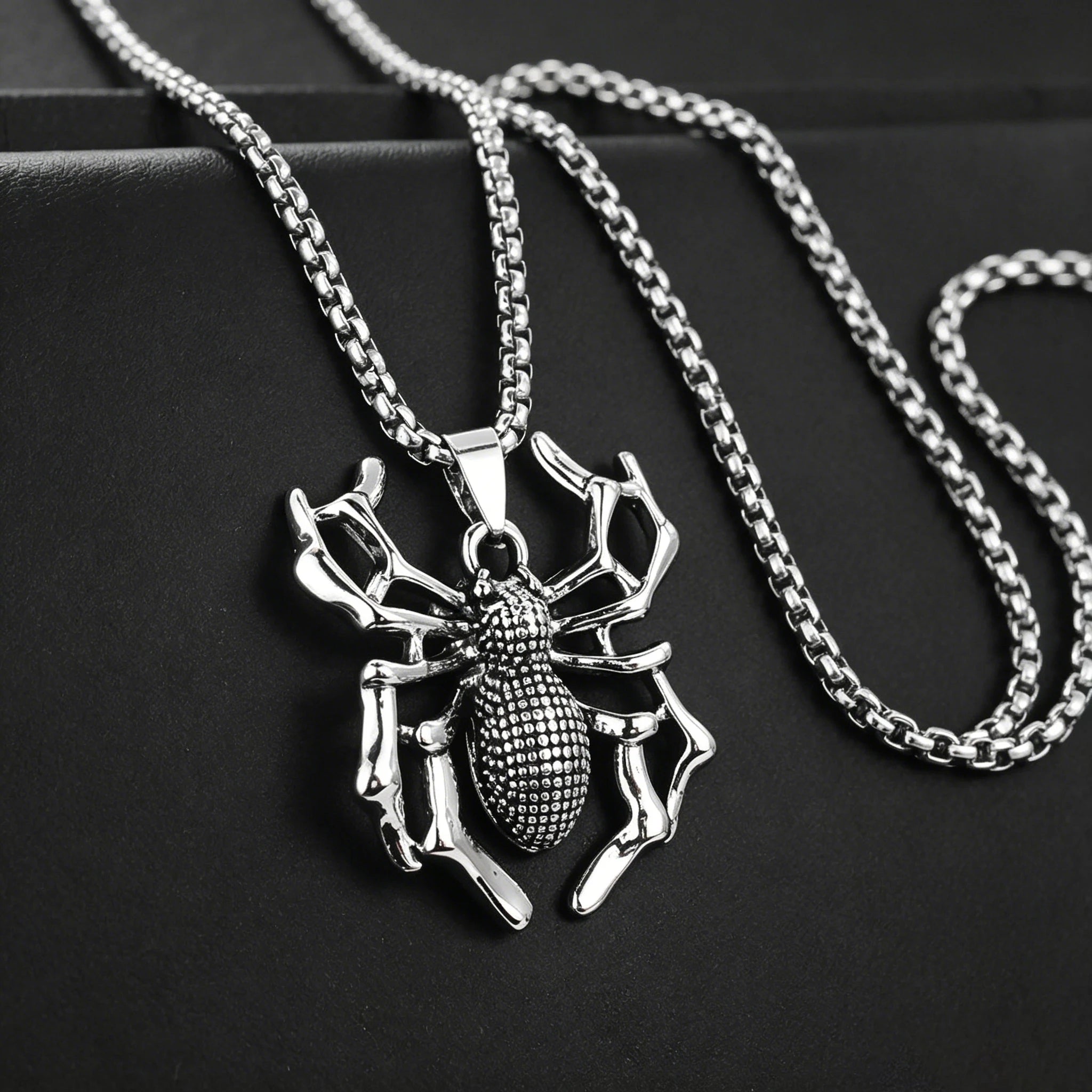 Stainless Steel Vintage Spider Pendant Necklace
