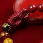 Good Luck FengShui Geomancy Man Bracelet PiXiu God of Wealth Fortune Men's Bracelets 12/14MM Cinnabar Beads Accessories
