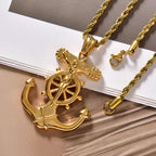 Cross Anchor Pendant Necklace — Gold-Tone Men's and Women's