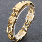 Punk Gothic Men's Bracelets With Skull Head Cuban Link Chain Man Bracelet for Men Stainless Steel Skeleton Jewelry