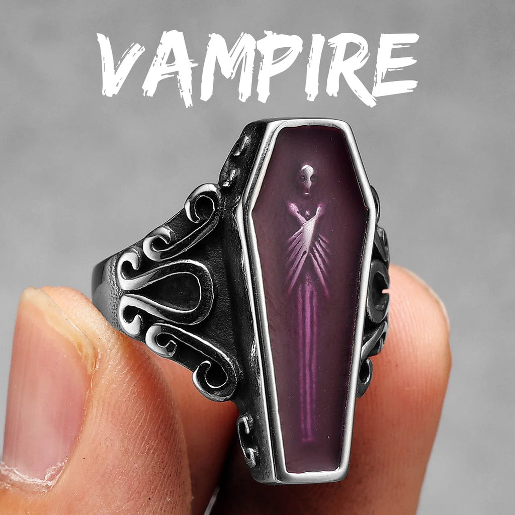 Gothic Vampire Coffin Ring — Stainless Steel
