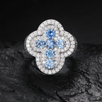 TUHE Unisex Silver Cross Ring Moissanite Stone Iced Out Couple Rings for Women Men Hip Hop Gifts
