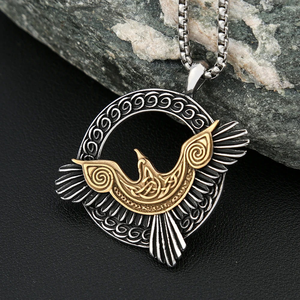 Norse Eagle Pendant Necklace — Stainless Steel
