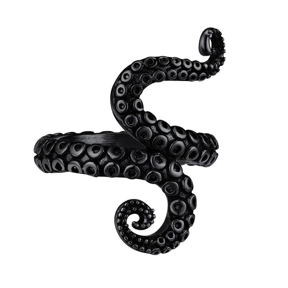 New Octopus Opening Knitting Loop Crochet Ring Stainless Steel Punk Style Thimble Ring Adjustable Finger Wear Knitting
