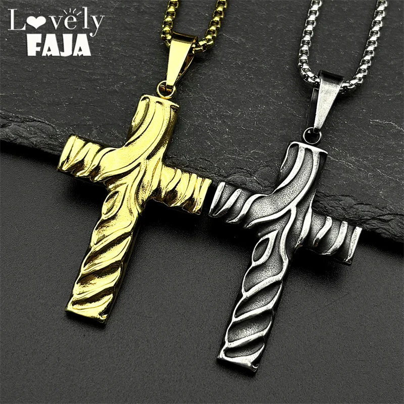 Cross Jesus Christ Gold Pendant Christian Crease