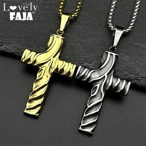 Cross Jesus Christ Gold Pendant Christian Crease