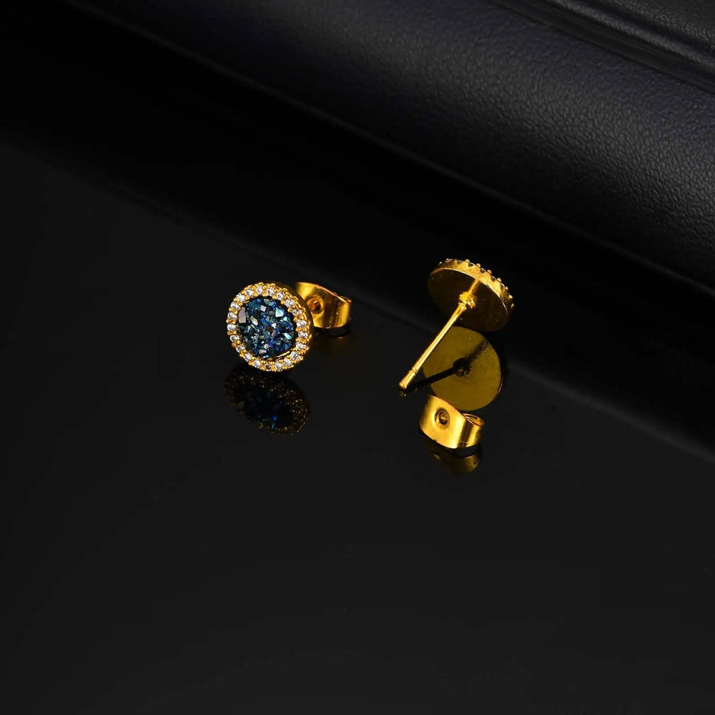 Zircon Stud Earrings — Stainless Steel