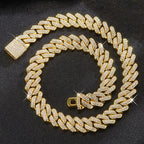 Iced Out Cuban Link Chain Necklace 14mm — Two-Tone