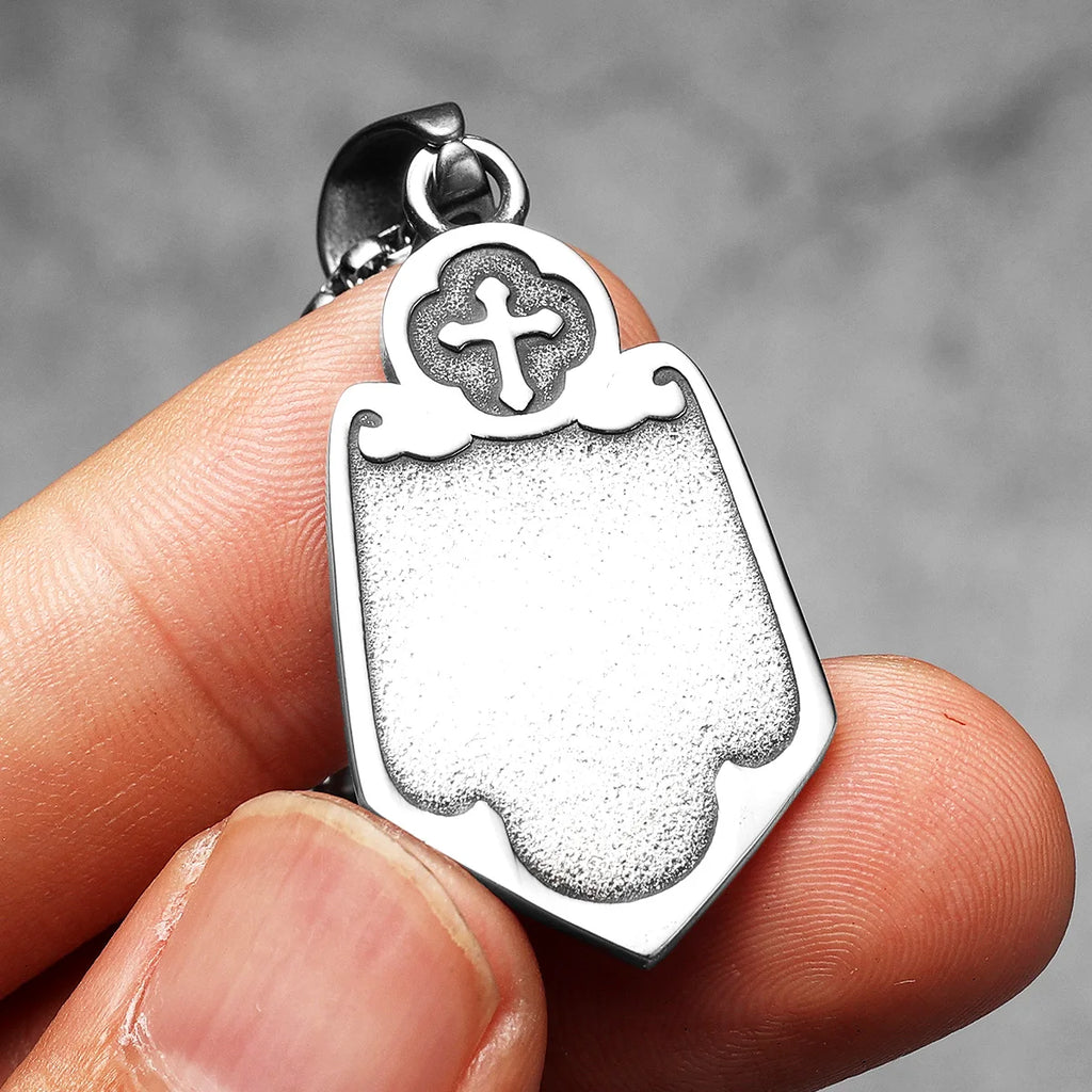 Cross Shield Pendant — Stainless Steel