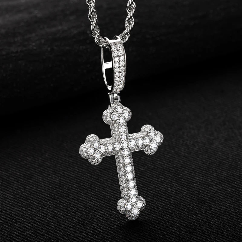 Iced Out Cross Pendant — 925 Silver