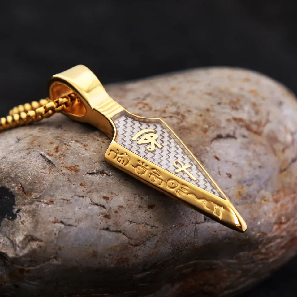 Men's Stainless Steel Ankh Cross Spearhead Pendant Necklaces Fashion Vintage Eye of Horus Necklace Punk Amulet Jewelry