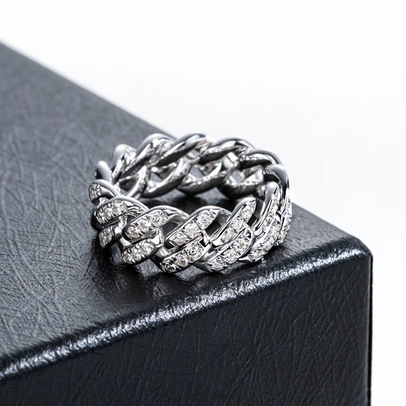 Iced Out Cuban Ring — 925 Silver