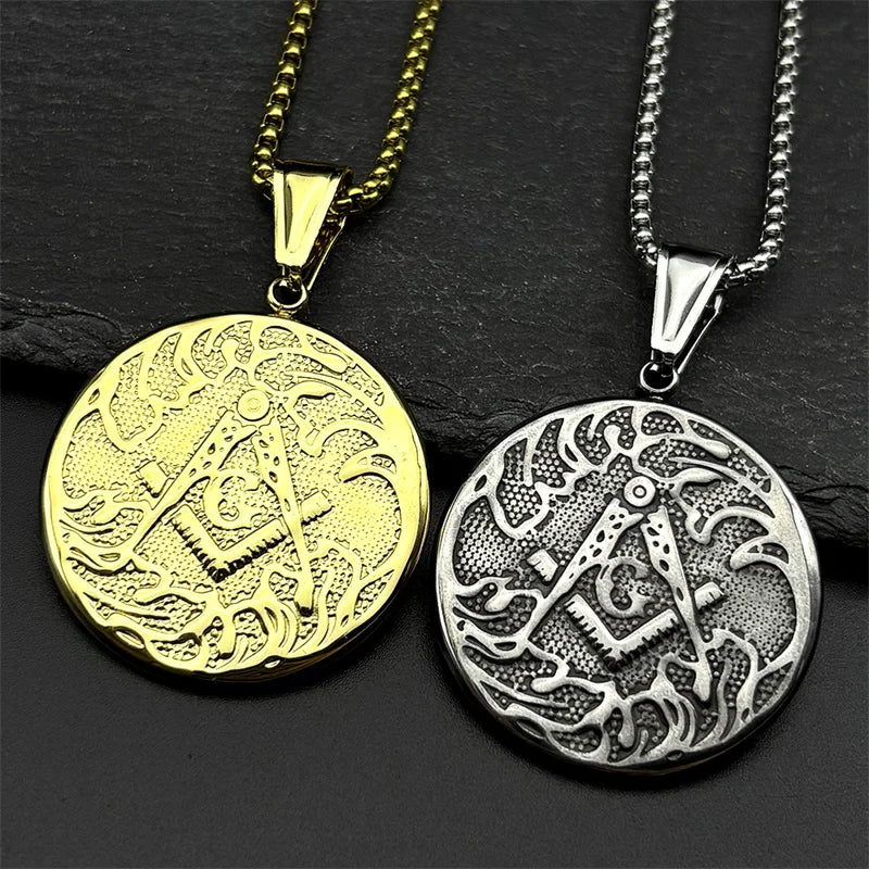Gold Pendant Mason Badge Freemasonry Symbol Mysterious