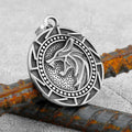 Mens Vintage Viking Wolf Pendant Runes Necklace Punk Street Rock Nordic Stainless Steel Odin Wolf Head Necklace Fashion