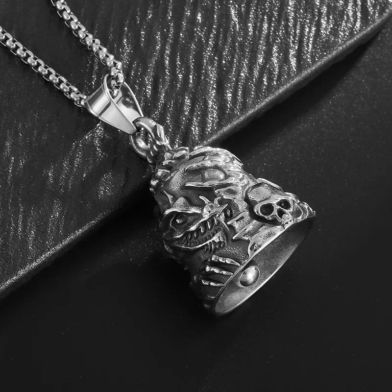 Norse Gods Odin Celtic Knot Motorcycle Bell Necklace Men's Punk Riding Rock Lucky Exorcism Amulet Jewelry