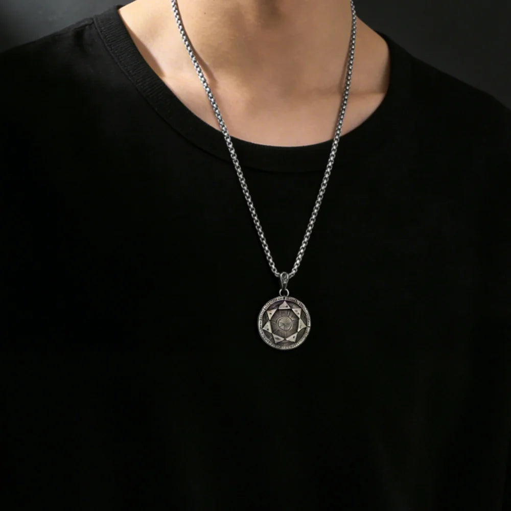7 Archangels Seal Pendant Solomon Talisman Stainless Steel Necklace Mystical Amulet Jewelry For Men Women Hip Hop Rock