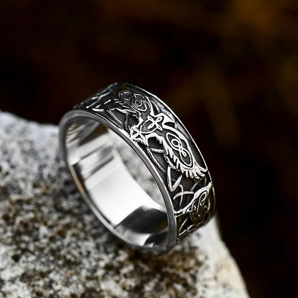 Simple Vintage Stainless Steel Viking Celtic Knot Rings Punk Fashion Nordic Wolf Ring For Men Women Amulet Jewelry Dropshipping