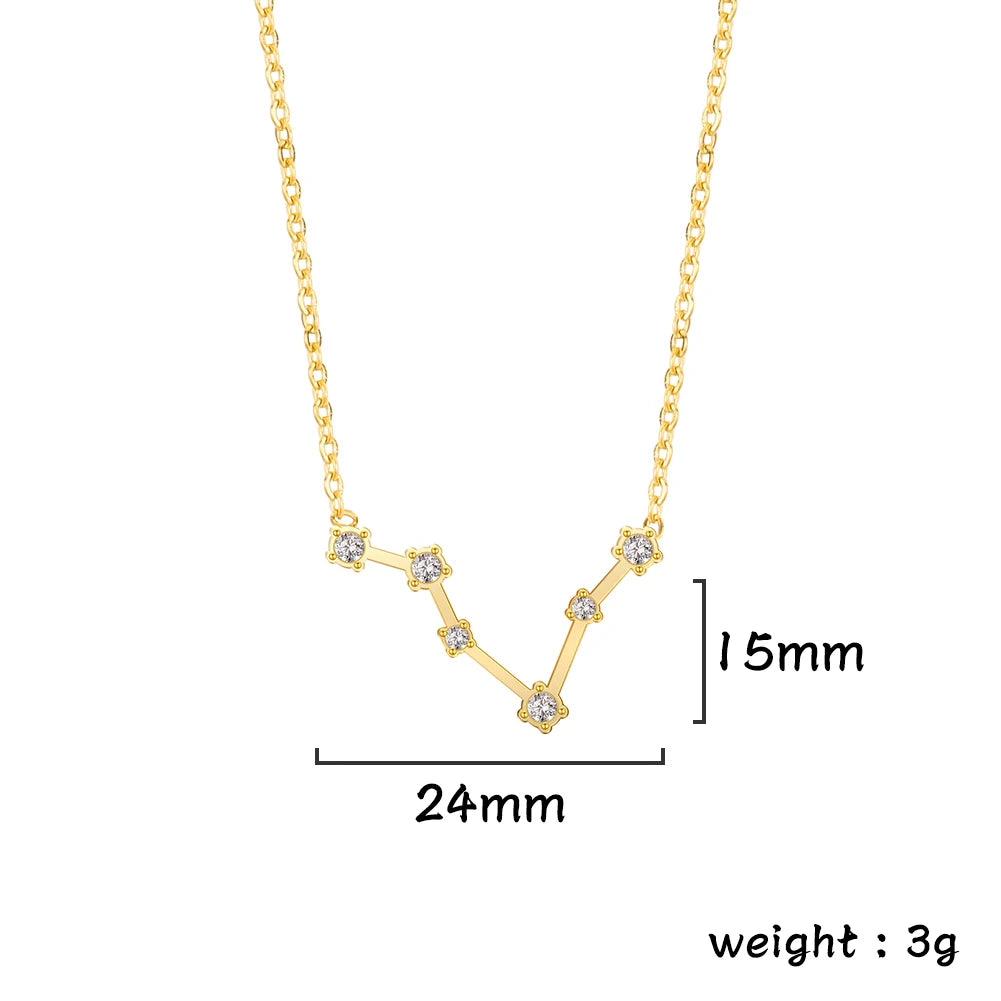 Unift Clear Zircon Zodiac Constellation Women Necklaces Star Sign Pisces Aries Taurus Pendant Fashion Horoscope Amulet Jewelry