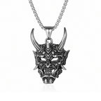 Gothic Stainless Steel Fang Demon Mask Pendant Necklace Retro Punk Style Biker Monster Skull Necklace Men Chain Jewelry Gift