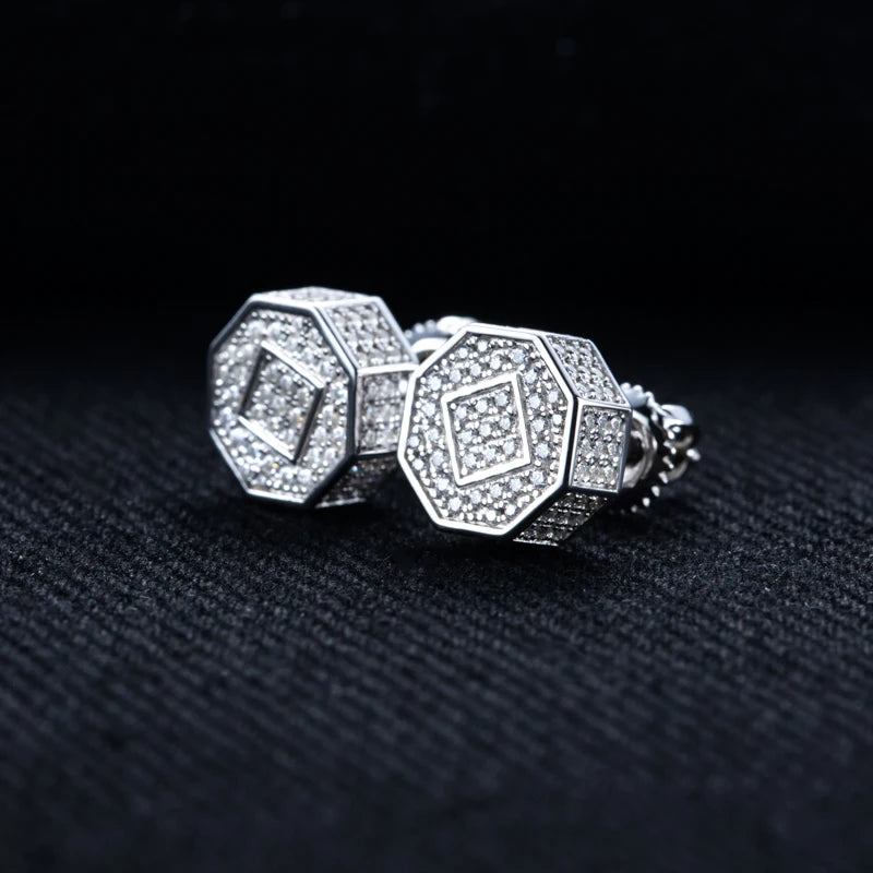 Iced Out Stud Earrings — 925 Silver