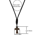 Retro Wooden Cross Pendant Necklace 24" Rope Cord