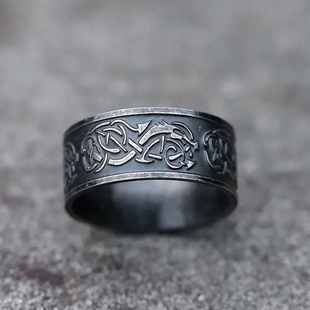 Norse Viking Dragon Ring — Stainless Steel