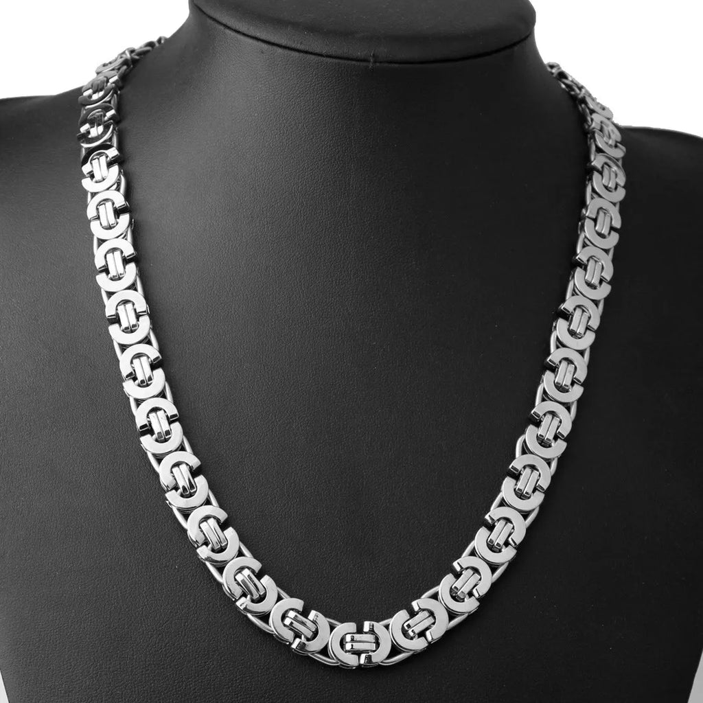 Custom Length 7"-40" 6/8/11mmm Choker Long Necklace Men Male Stainless Steel Flat Byzantine Box Chain Husband Boyfriend Gift
