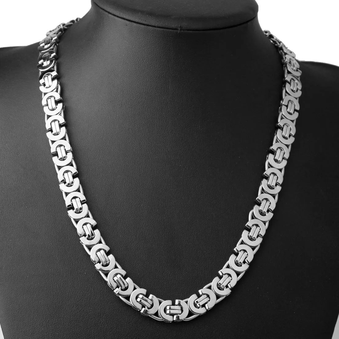 Custom Length 7"-40" 6/8/11mmm Choker Long Necklace Men Male Stainless Steel Flat Byzantine Box Chain Husband Boyfriend Gift