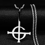 Cross Ghost Band Chain Necklace — Stainless Steel