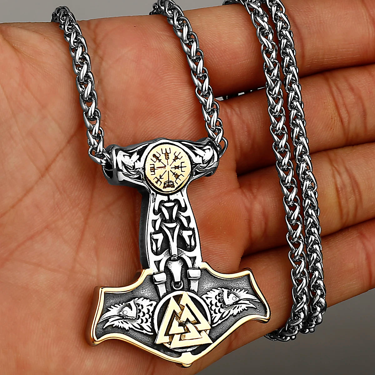Original Viking Stainless Steel Thor Hammer Multiple Styles Domineering Unisex Necklace Pendant Boyfriend Gift