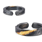 Gothic Flame Textured Black Statement Ring for Men — Black-Tone