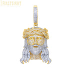 Iced Out Rose Flower Jesus Head Pendant Necklace Two Tone Color CZ Zircon Faith Charm Men Women Hip Hop Fashion Rock