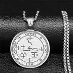 Angel Raziel Silver Pendant Necklace — Stainless Steel