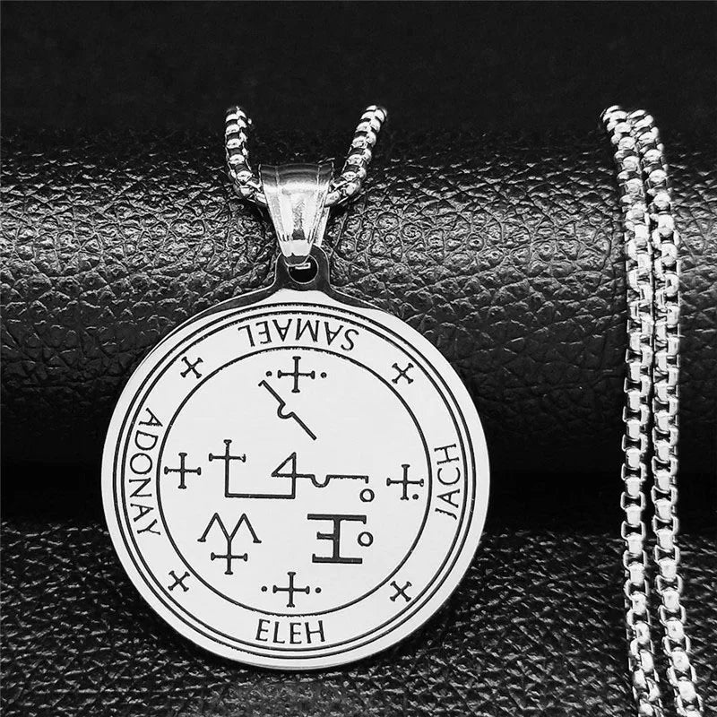 Angel Raziel Silver Pendant Necklace — Stainless Steel