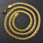 Flat Herringbone Chain Necklace — Stainless Steel
