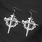 Jesus Crown Thorns Silver Earrings Drop Christian